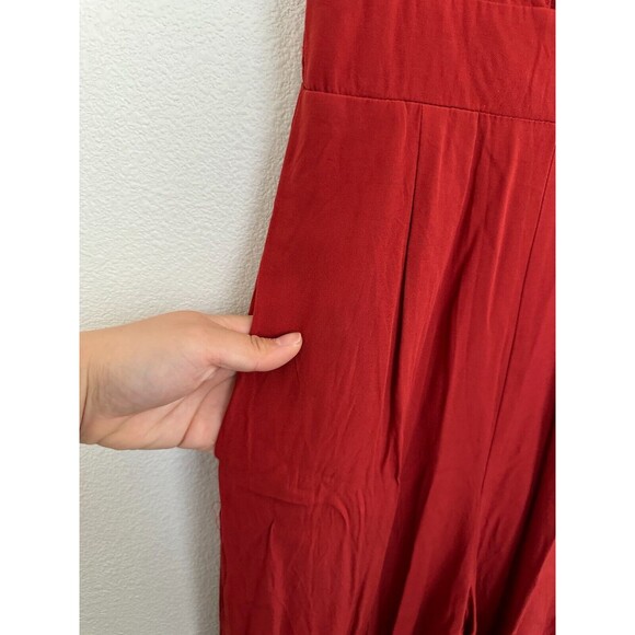 L*SPACE Pasadena Tie Front Smock Back Jumpsuit Rust Red Beach Women's Size XS - Picture 6 of 13